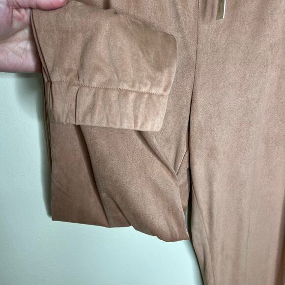 Cupio Pants Medium Pull On Faux Suede High Rise Tapered Ankle Tan Casual New - Picture 5 of 9